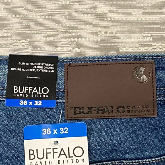 Buffalo David Bitton Jack Jeans Mens 36 x 32 Slim Fit Straight Medium Wash Denim - Picture 4 of 13